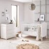 Babymore Aston Dropside Sleigh Cot Bed 2 Piece Nursery Room Set – White -Baby Products Aston 2 Piece Room Set WHITE