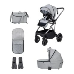 Babymore Chia Pram Pushchair – Pearl Grey
