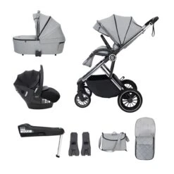Babymore Chia Travel System Pecan With Base – Pearl Grey