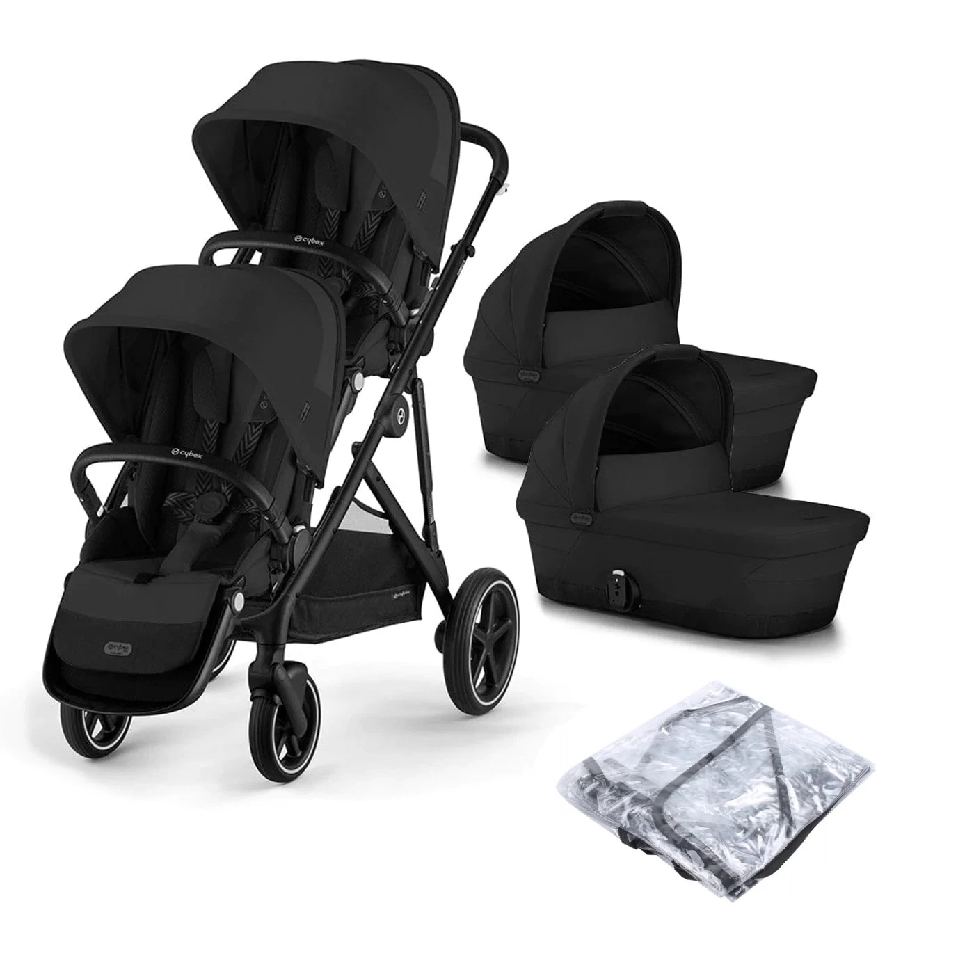 Cybex Gazelle S Twin Pushchair Moon Black With Carrycots 3 Cybex Gazelle S Twin Pushchair Moon Black With Carrycots
