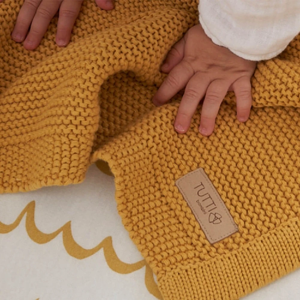 Tutti Bambini Chunky Knitted Baby Blanket – Ochre 6 Tutti Bambini Chunky Knitted Baby Blanket – Ochre - Image 4