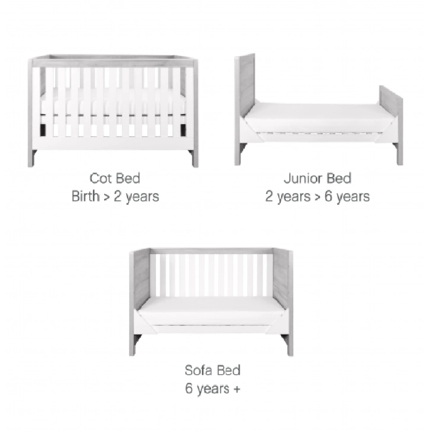 3 Piece Nursery Room Set With Mattress – Grey Ash/White 4 3 Piece Nursery Room Set With Mattress – Grey Ash/White - Image 2