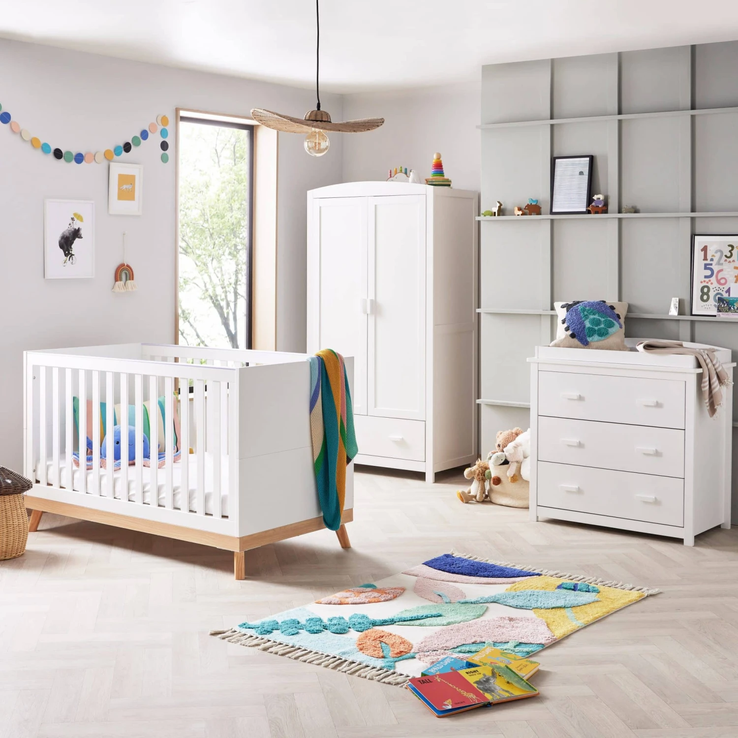 Babymore Mona 4in1 4 Piece Nursery Room Set – White 3 Babymore Mona 4in1 4 Piece Nursery Room Set – White
