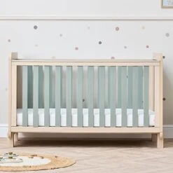 Tutti Bambini Kuba Cot Bed – Pickled Oak/Sage Weave -Baby Products RTYHN7UJ