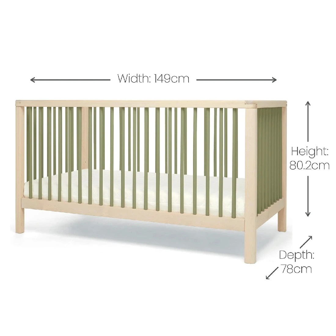 Mamas & Papas Solo Cot Bed And Mattress – Green/Natural 8 Mamas & Papas Solo Cot Bed And Mattress – Green/Natural - Image 6