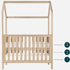 Tutti Bambini Casa Mini House Cot Bed – Harvest Oak -Baby Products SWE456 1