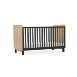 CuddleCo Rafi Cot Bed – Oak And Black 12 CuddleCo Rafi Cot Bed – Oak And Black -Baby Products Web Desktop 1600x1600 RAFI BLACK15 LR CUTOUT COTBED ANGLE scaled 1