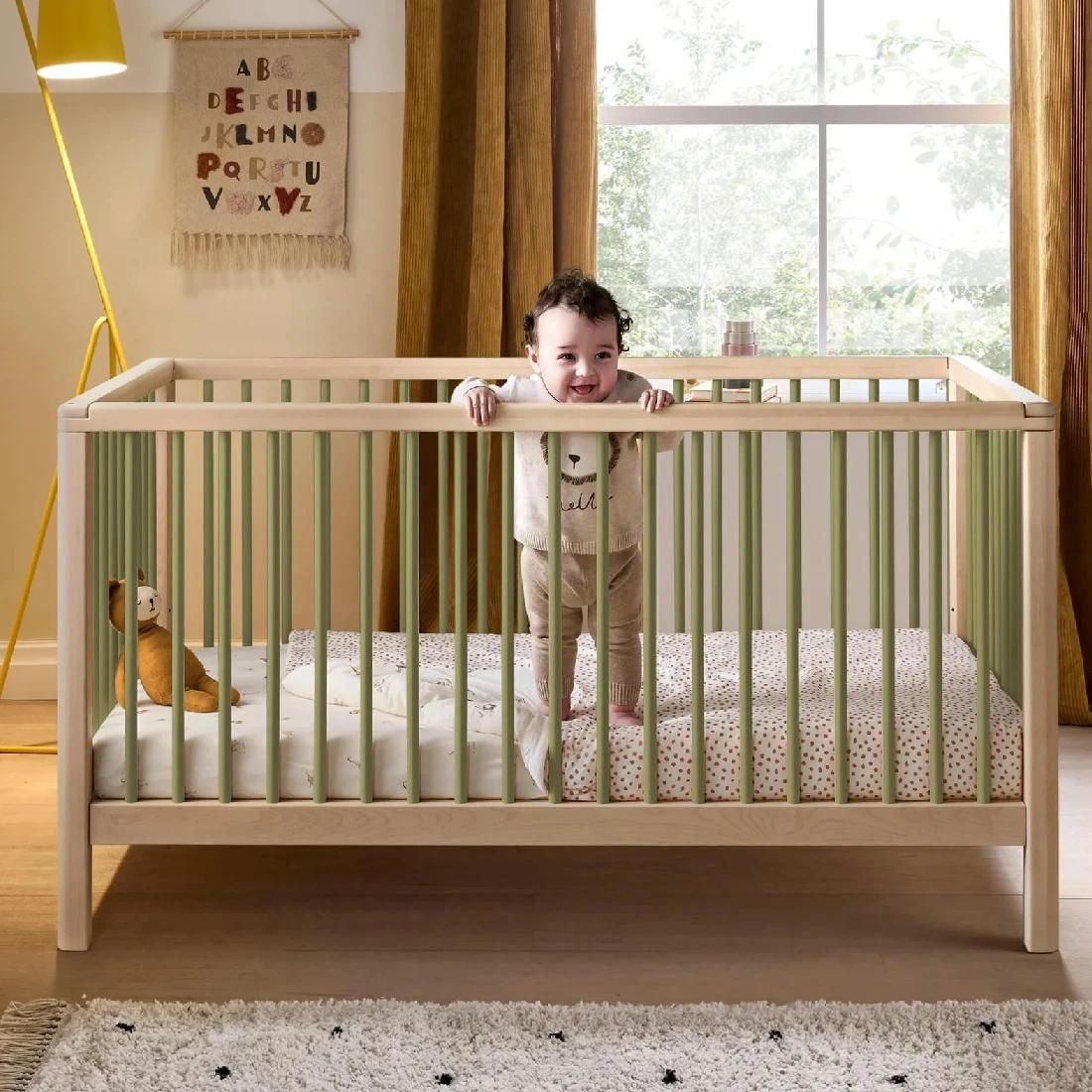 Mamas & Papas Solo Cot Bed And Mattress – Green/Natural 9 Mamas & Papas Solo Cot Bed And Mattress – Green/Natural - Image 7