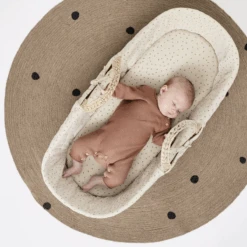 Little Green Sheep Natural Knitted Moses Basket & Mattress Printed Linen -Baby Products adxaF