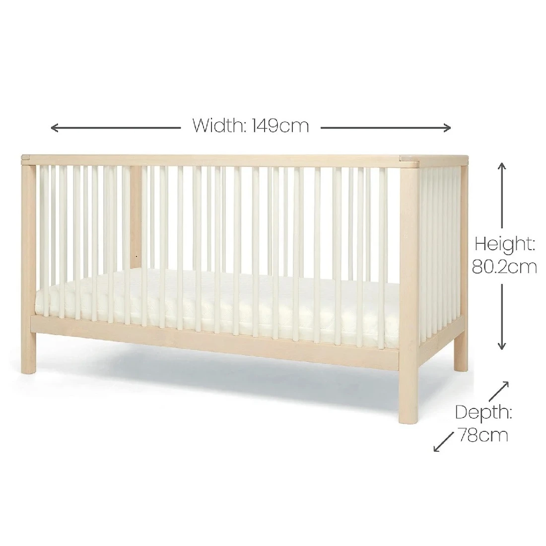 Mamas & Papas Solo Cot Bed And Mattress – White/Natural 11 Mamas & Papas Solo Cot Bed And Mattress – White/Natural - Image 9