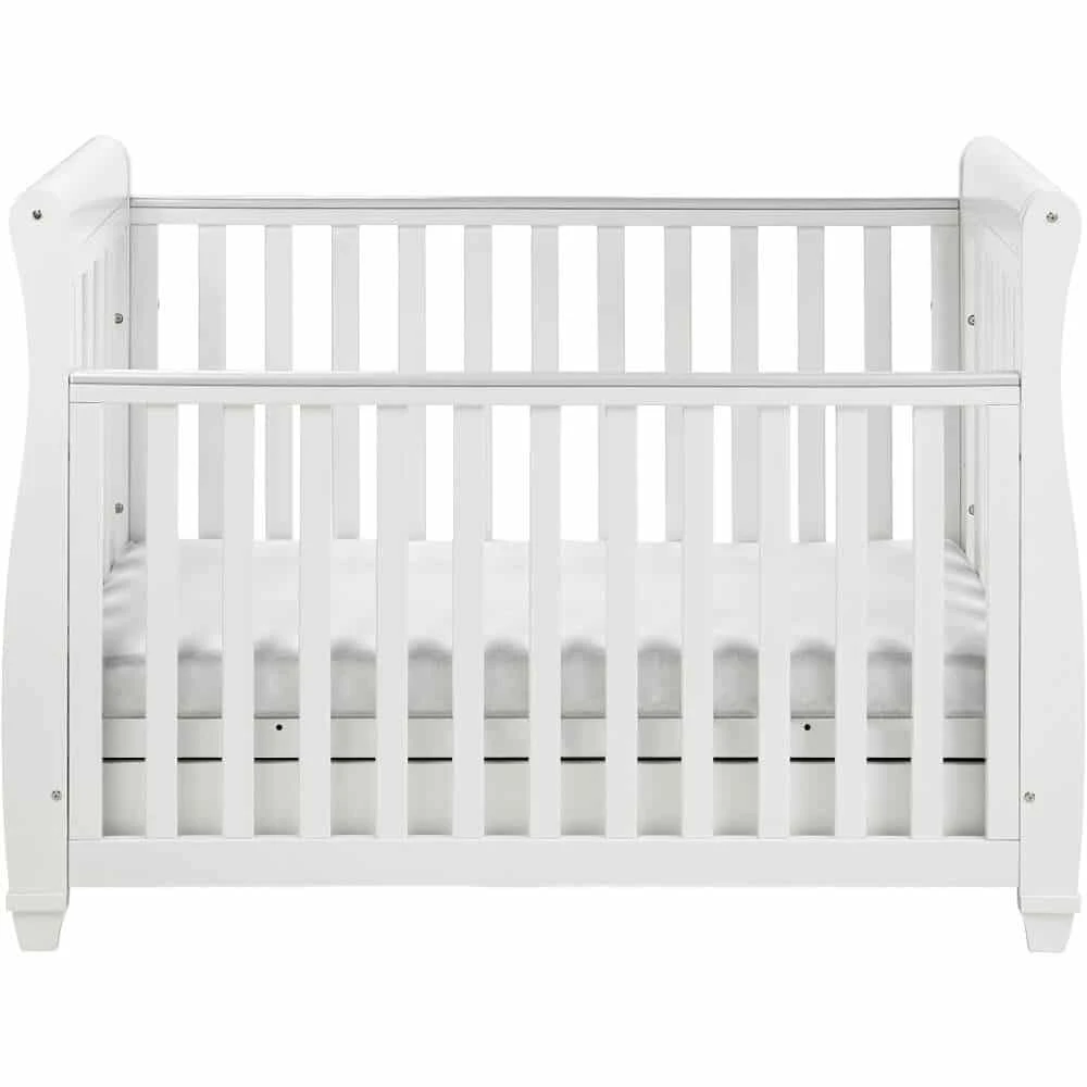 Babymore White Eva Dropside Sleigh Cot Bed 4 Babymore White Eva Dropside Sleigh Cot Bed - Image 2