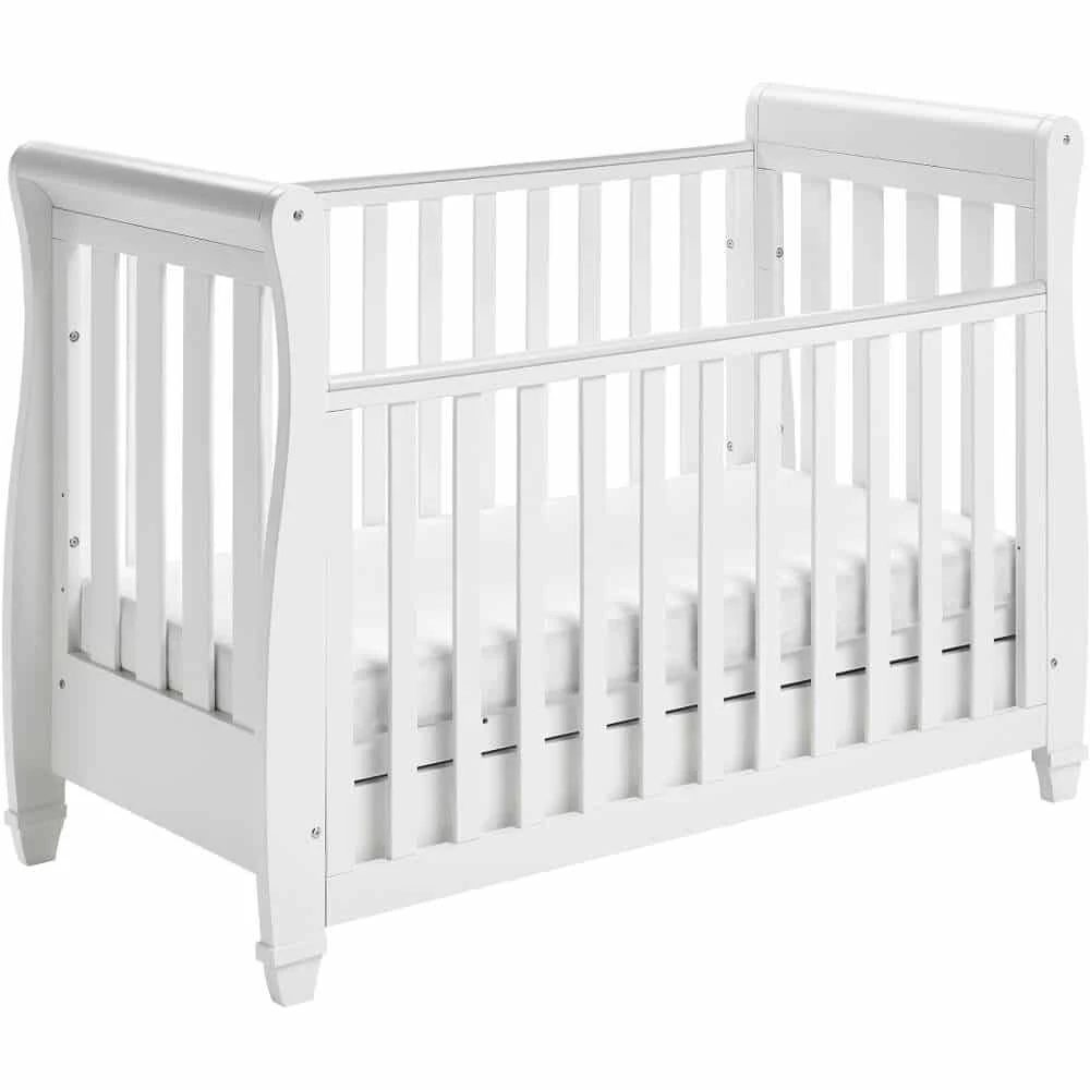 Babymore White Eva Dropside Sleigh Cot Bed 3 Babymore White Eva Dropside Sleigh Cot Bed