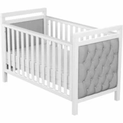 Babymore Deluxe Velvet Cot Bed White/Grey -Baby Products babymore eva velvet cot bed high setting 2