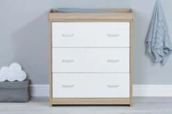 Babymore Luno 3 Piece Nursery Room Set – White/Oak -Baby Products babymore luno chest changer white oak scaled 1 1