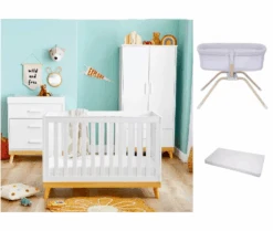 Babymore 4 In 1 Mona Newborn 6 Piece Nursery Room Set – White