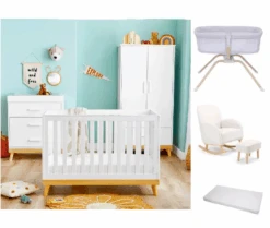 Babymore 4 In 1 Mona Newborn 7 Piece Nursery Room Set – White