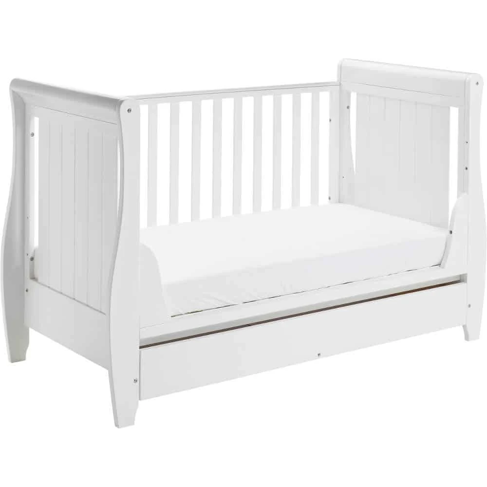 Babymore Stella Dropside Sleigh Cot Bed/Cot Top Changer/Mattress – White 6 Babymore Stella Dropside Sleigh Cot Bed/Cot Top Changer/Mattress – White - Image 4
