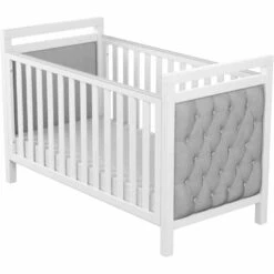 Babymore Deluxe Velvet Cot Bed White/Grey