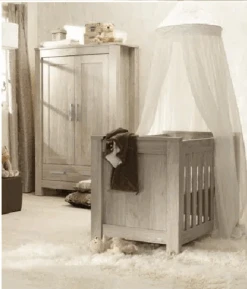 Babystyle Bordeaux Ash 2 Piece Cotbed And Wardrobe Nursery Room Set/Mattress