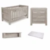 Babystyle Bordeaux Ash Nursery Room Set/Cotbed/Dresser/Shelf/Mattress
