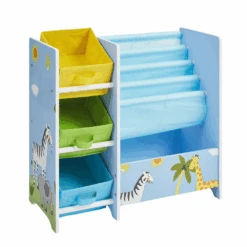Liberty House Toys Safari Book Display Unit With Fabric Storage Boxes -Baby Products eg