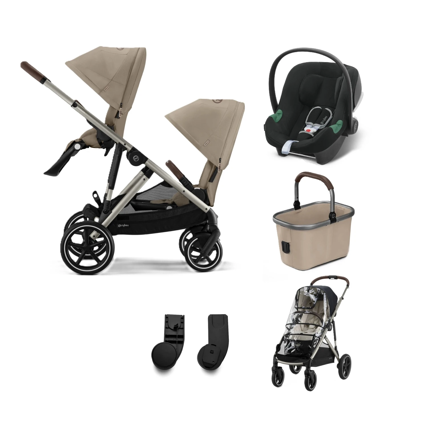 Cybex EGazelle S Twin Pushchair Travel System Bundle – Almond Beige 3 Cybex EGazelle S Twin Pushchair Travel System Bundle – Almond Beige