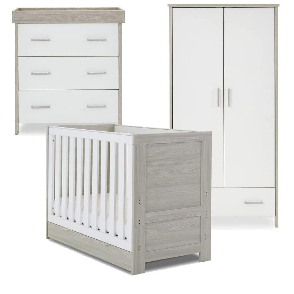 Obaby Nika Mini 3 Piece Nursery Room Set/Under Drawer – Grey Wash/White 3 Obaby Nika Mini 3 Piece Nursery Room Set/Under Drawer – Grey Wash/White
