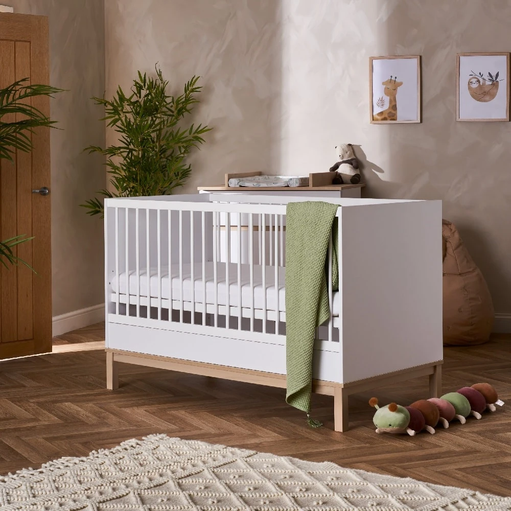 Obaby Astrid Cot Bed – White/Oak 3 Obaby Astrid Cot Bed – White/Oak