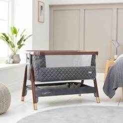 Tutti Bambini CoZee Luxe Bedside Crib – Walnut/Slate