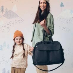 Bizzi Growin Baby Travel Crib Changing Bag Vegan Black -Baby Products htuy7