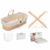 Little Green Sheep Natural Nitted Moses Basket Bundle – Linen -Baby Products little green sheep moses basket bundle 1
