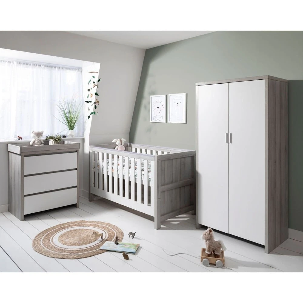 3 Piece Nursery Room Set With Mattress – Grey Ash/White 3 3 Piece Nursery Room Set With Mattress – Grey Ash/White