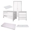 Tutti Bambini Modena 6 Piece Room Set/Underdrawer/Cot Top Changer – Grey Ash/White -Baby Products modena oak 5 piece with drawer grey ash white 2