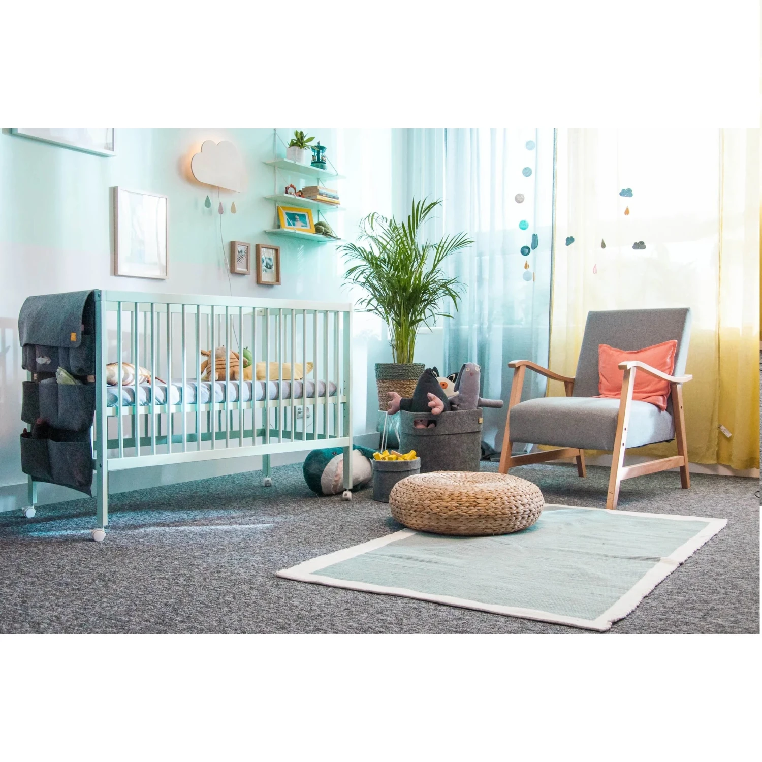 Mokee Mini Cot Bed – Dusty Aqua 4 Mokee Mini Cot Bed – Dusty Aqua - Image 2