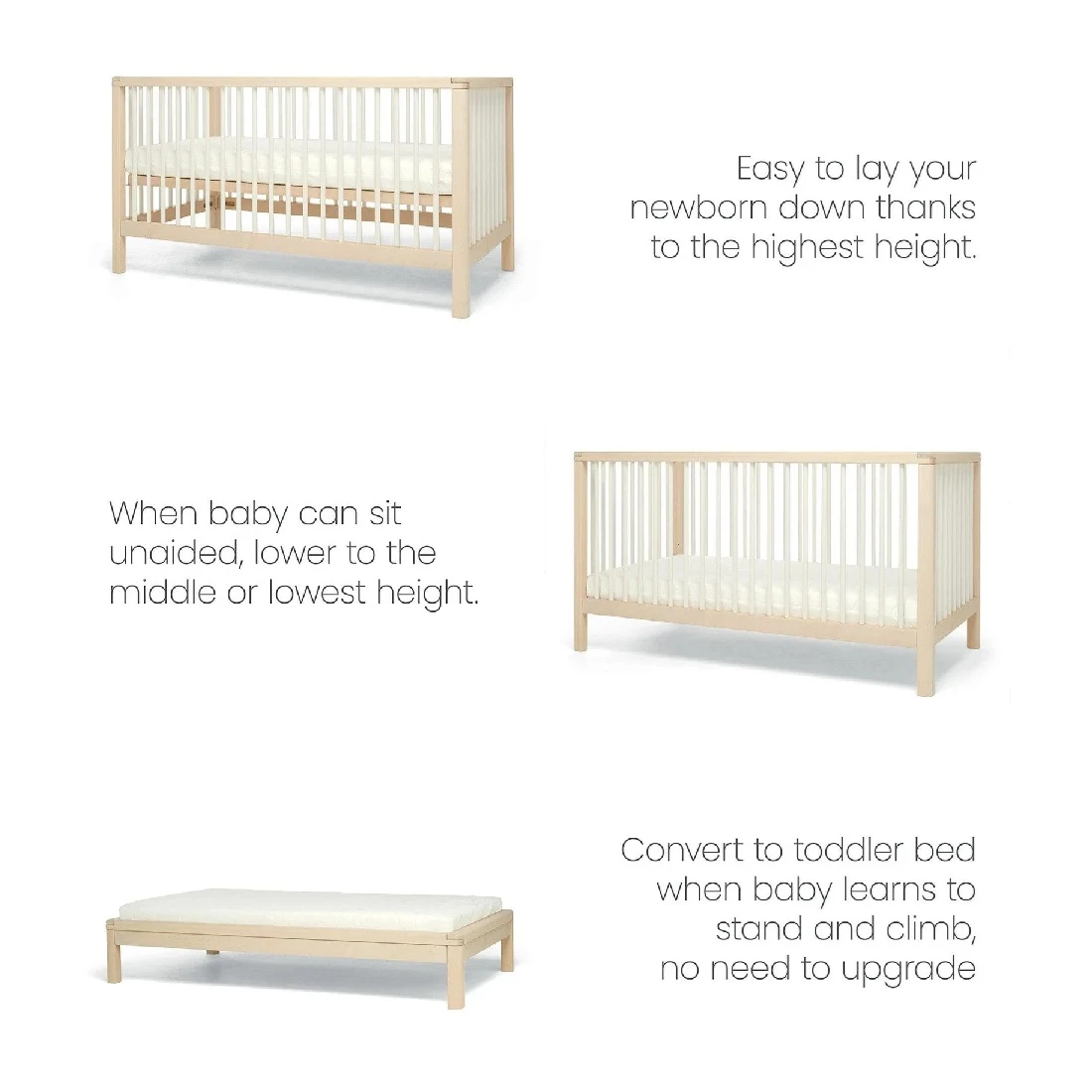 Mamas & Papas Solo Cot Bed And Mattress – White/Natural 10 Mamas & Papas Solo Cot Bed And Mattress – White/Natural - Image 8