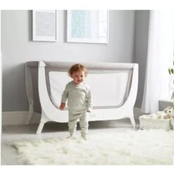 Shnuggle® Shnuggle Air Bedside Crib – Dove Grey -Baby Products shnuggle bedside crib conversion kit 4