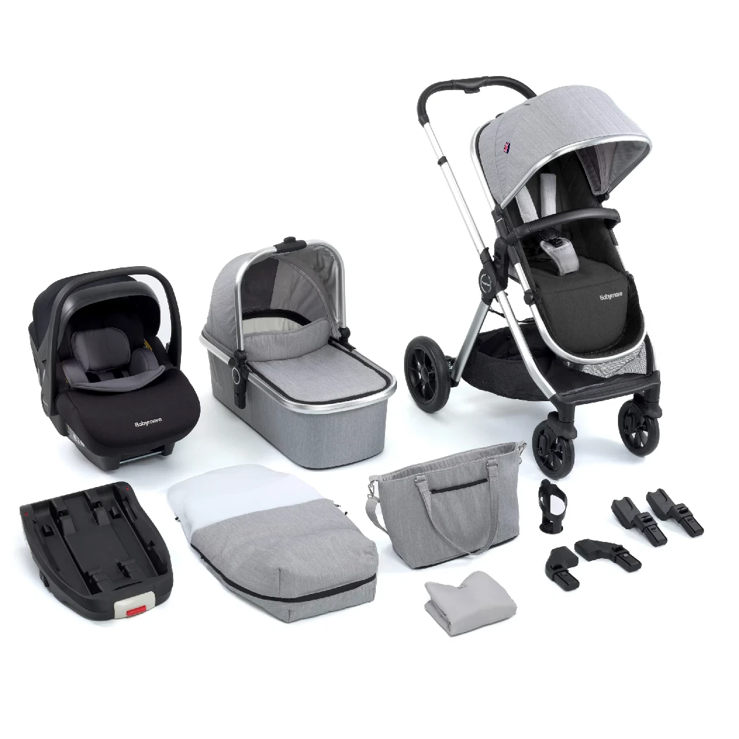 Babymore Memore V2 Travel System 13 Piece Pecan I-Size Silver 3 Babymore Memore V2 Travel System 13 Piece Pecan I-Size Silver