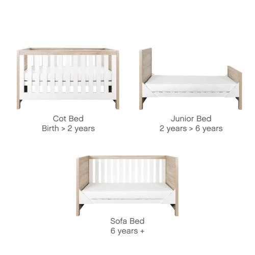 Tutti Bambini Modena Cot Bed Bundle – White Oak 4 Tutti Bambini Modena Cot Bed Bundle – White Oak - Image 2