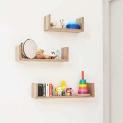 Modena 6 Piece Nursery Room Set With Shelves/Toy Box -White/Oak -Baby Products tutti bambini modena u shaped wall shelves set of 3 oak