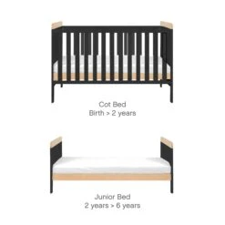 Tutti Bambini Rio Cot Bed, Changer And Mattress – Slate Grey/Oak -Baby Products tutti bambini rio cot bed slate scaled 1