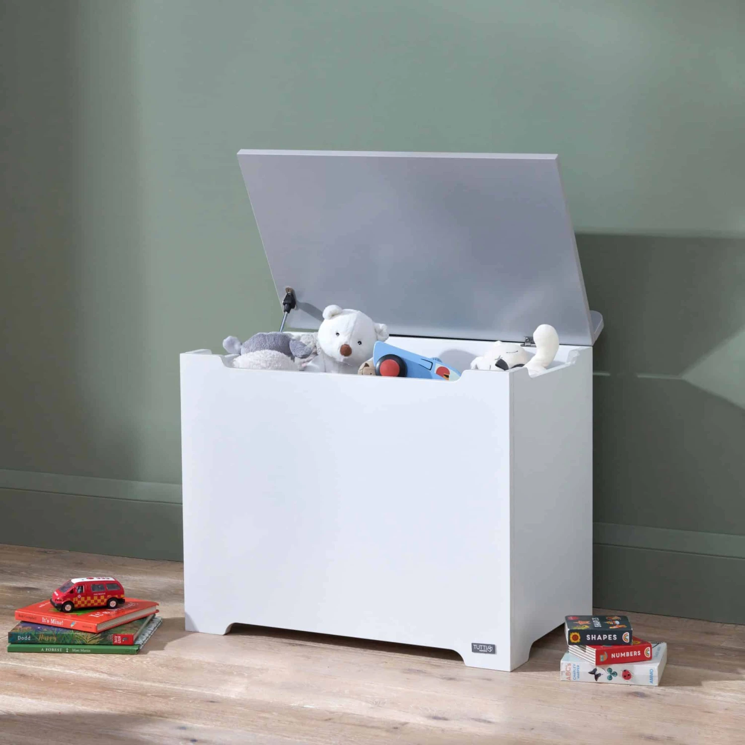 Tutti Bambini Rio 7 Piece Nursery Room Set With Shelves/Toy Box/Mattress – White/Dove Grey 16 Tutti Bambini Rio 7 Piece Nursery Room Set With Shelves/Toy Box/Mattress – White/Dove Grey - Image 14