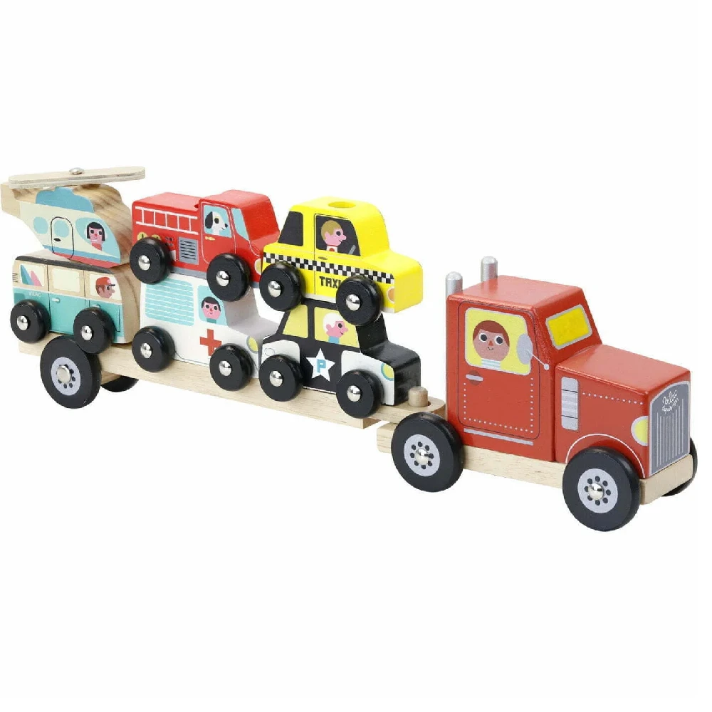 Vilac Truck And Trailer With Vehicles Stacking Game 3 Vilac Truck And Trailer With Vehicles Stacking Game
