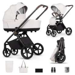Venicci Claro 8 Piece Pram Bundle (Plus Car Seat Options) – Vanilla