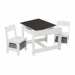 Liberty House Toys White Table And Chairs With Grey Bins -Baby Products yuyui